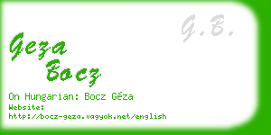 geza bocz business card