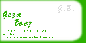 geza bocz business card
